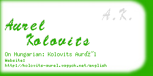 aurel kolovits business card